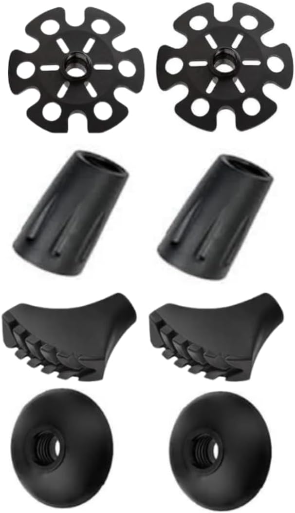 Hiking Poles Accessories Set – 4 Pairs of Premium Tips, Baskets & Grips for Enhanced Stability and Comfort | Compatible with Most Hiking Poles